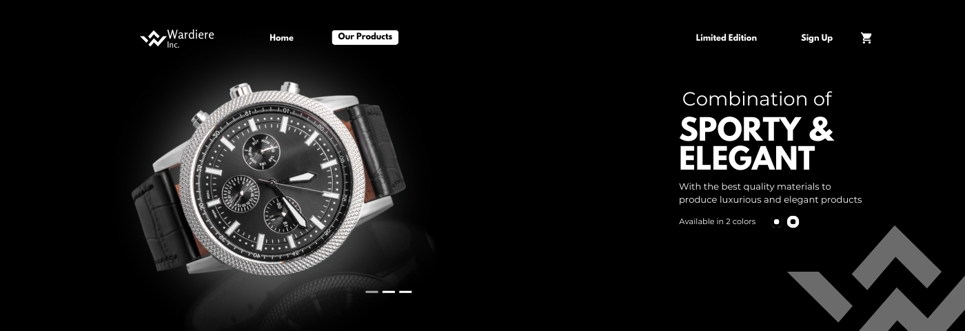 Black Elegant Watch Shop Website Desktop Prototype (1400 x 480 px)