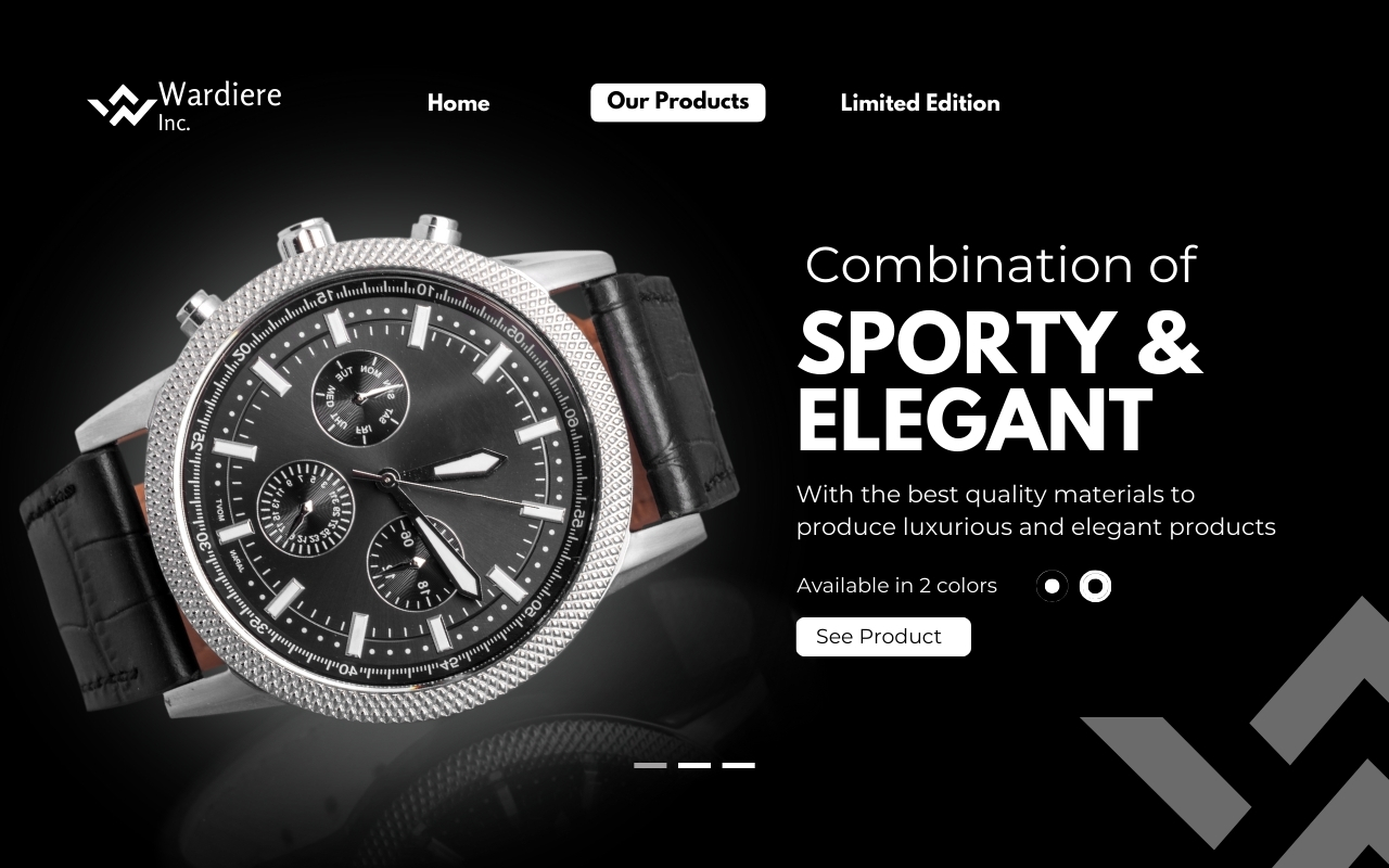 Black Elegant Watch Shop Website Desktop Prototype
