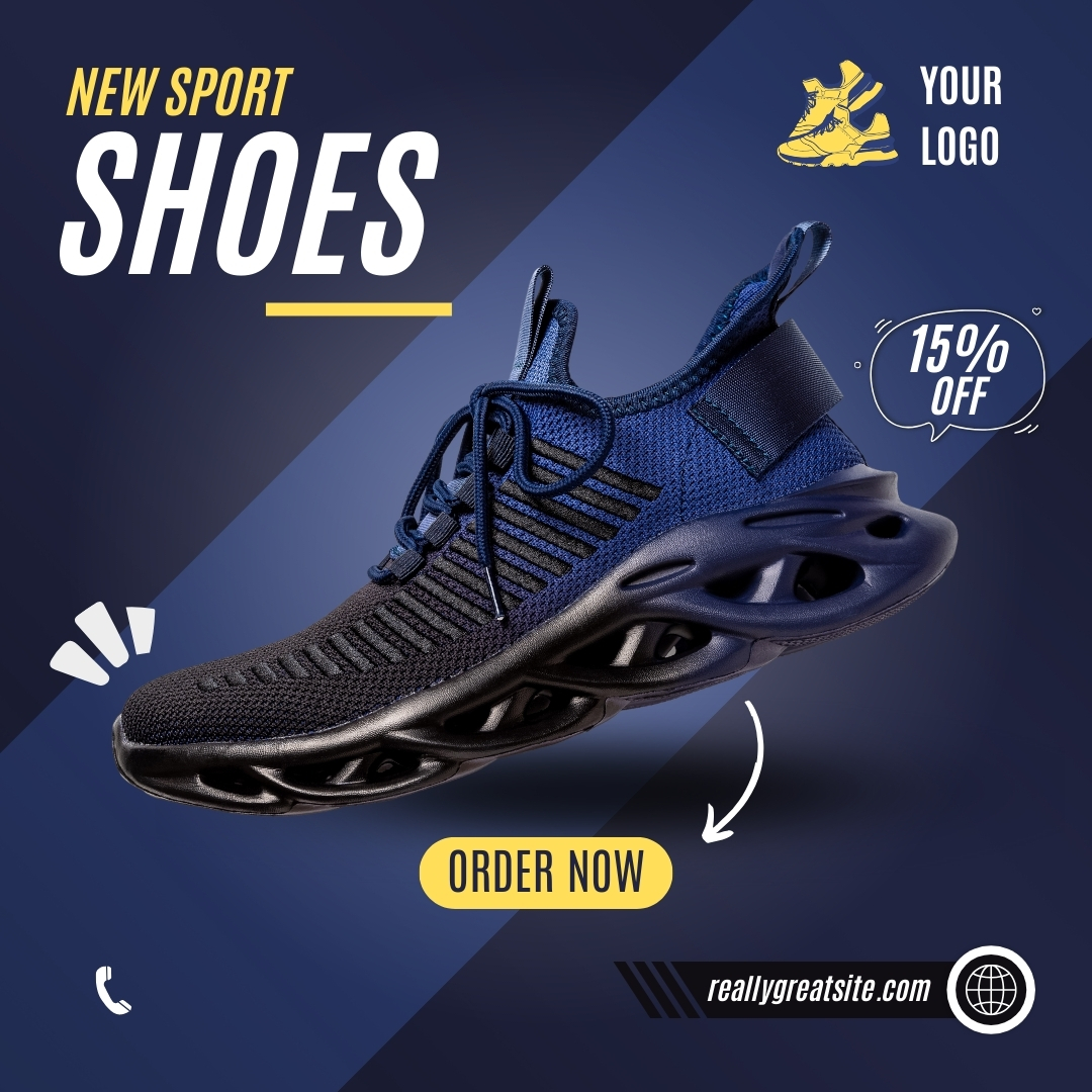 Navy Minimalist Sport Shoes Instagram Post